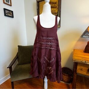 Free People Burgundy Trapeze Dress